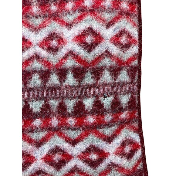NWT ICEWEAR Scarf Nordic Fair Isle Pure New Wool Red Grey Made in Iceland - Picture 8 of 8